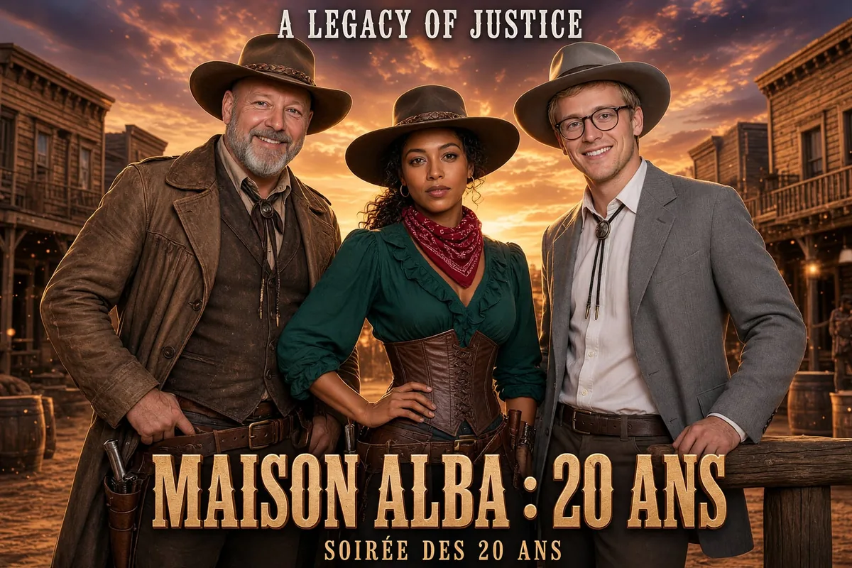 Affiche « Maison Alba : 20 ans » façon western